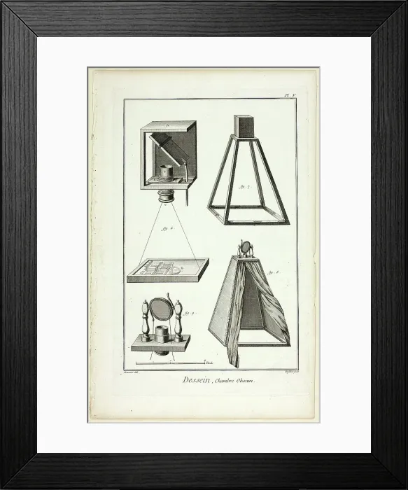 Framed Print : Design: Camera Obscura, from Encyclopédie, 1762 / 77. Creator: A. J. Defehrt Framed Print : Design: Camera Obscura, from Encyclopédie, 1762 / 77. Creator: A. J. Defehrt