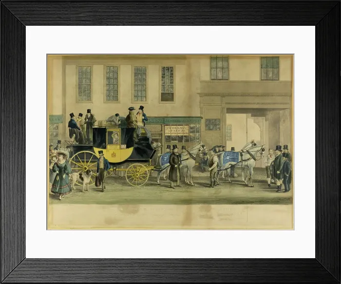 Framed Print : The Blenheim, Leaving the Star Hotel, Oxford, 1831. Creator: William Havell Framed Print : The Blenheim, Leaving the Star Hotel, Oxford, 1831. Creator: William Havell