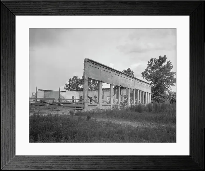 Framed Print : Remains of storefronts in Fullerton, Louisiana, an abandoned lumber town, 1937. Creator: Dorothea Lange Framed Print : Remains of storefronts in Fullerton, Louisiana, an abandoned lumber town, 1937. Creator: Dorothea Lange