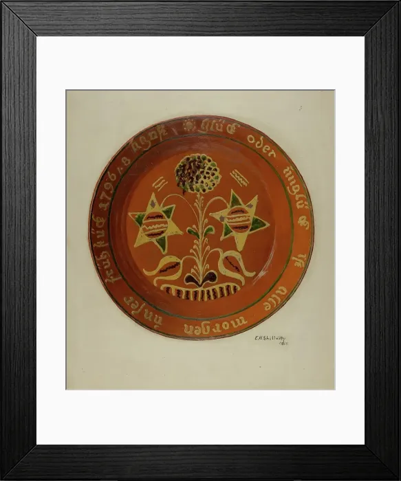 Framed Print : Pennsylvania German Dish, c. 1938. Creator: Eugene Shellady Framed Print : Pennsylvania German Dish, c. 1938. Creator: Eugene Shellady