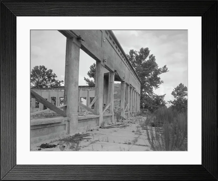 Framed Print : Remains of drug store at Fullerton, Louisiana, an abandoned lumber town, 1937. Creator: Dorothea Lange Framed Print : Remains of drug store at Fullerton, Louisiana, an abandoned lumber town, 1937. Creator: Dorothea Lange