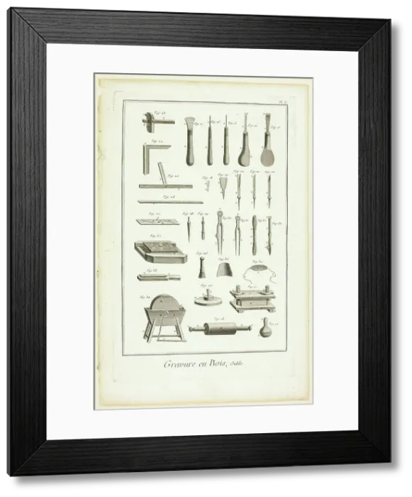 Framed Print : Wood Engraving, Tools, from Encyclopédie, 1762 / 77. Creator: A. J. Defehrt Framed Print : Wood Engraving, Tools, from Encyclopédie, 1762 / 77. Creator: A. J. Defehrt