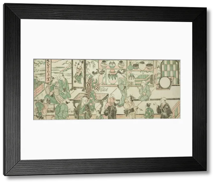 Framed Print : The Shop of Sanogawa Ichimatsu, c. 1743. Creator: Ishikawa Toyonobu Framed Print : The Shop of Sanogawa Ichimatsu, c. 1743. Creator: Ishikawa Toyonobu