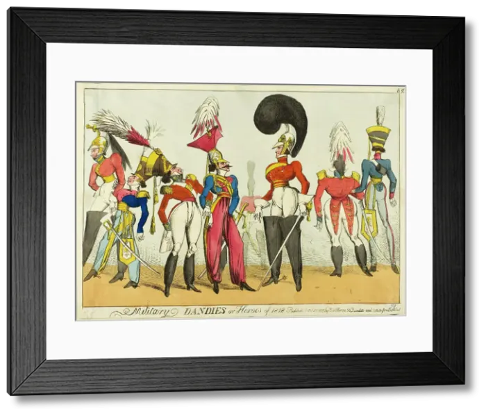 Framed Print : Military Dandies or Heroes of 1818, published October 26, 1818. Creator: William Heath Framed Print : Military Dandies or Heroes of 1818, published October 26, 1818. Creator: William Heath