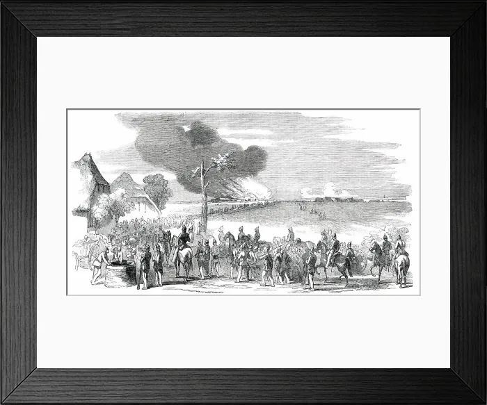 Framed Print : Schleswig-Holstein War - Burning of the Lesser Camp, at Kochendorf, 1850. Creator: Unknown Framed Print : Schleswig-Holstein War - Burning of the Lesser Camp, at Kochendorf, 1850. Creator: Unknown