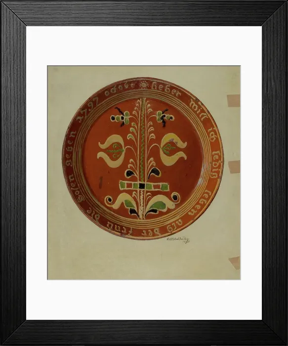 Framed Print : Pennsylvania German Plate, 1938. Creator: Eugene Shellady Framed Print : Pennsylvania German Plate, 1938. Creator: Eugene Shellady