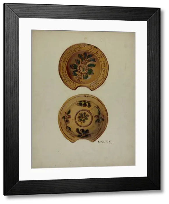 Framed Print : Pa. German Shaving Basin, 1937. Creator: Eugene Shellady Framed Print : Pa. German Shaving Basin, 1937. Creator: Eugene Shellady