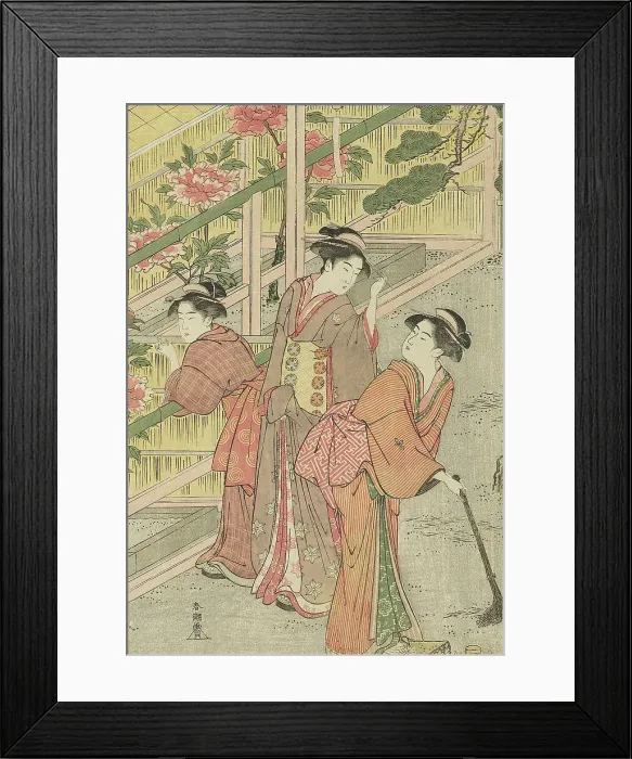 Framed Print : Women Admiring Peonies, c. 1789 / 1801. Creator: Katsukawa Shuncho Framed Print : Women Admiring Peonies, c. 1789 / 1801. Creator: Katsukawa Shuncho