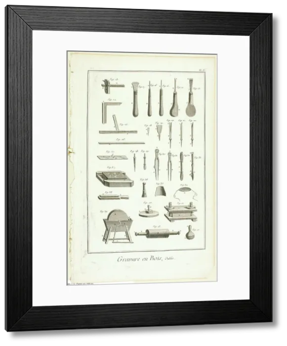 Framed Print : Wood Engraving, Tools, from Encyclopédie, 1762 / 77. Creator: A. J. Defehrt Framed Print : Wood Engraving, Tools, from Encyclopédie, 1762 / 77. Creator: A. J. Defehrt