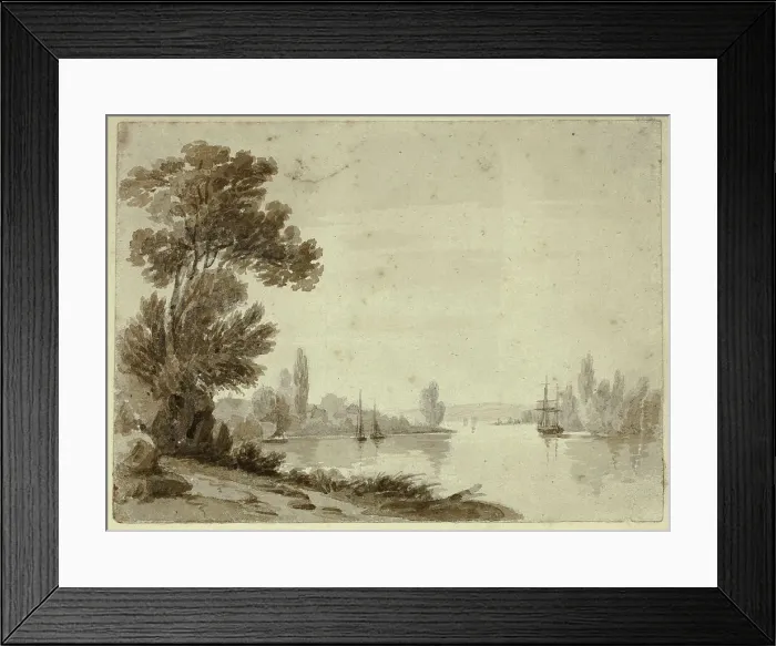 Framed Print : River Scene with Boats, n.d. Creator: William Henry Stothard Scott Framed Print : River Scene with Boats, n.d. Creator: William Henry Stothard Scott