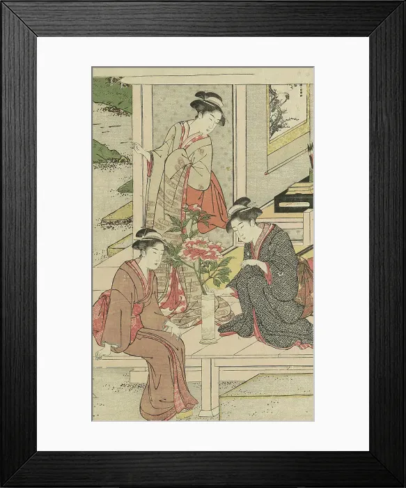 Framed Print : Women Admiring Peonies, c. 1789 / 1801. Creator: Katsukawa Shuncho Framed Print : Women Admiring Peonies, c. 1789 / 1801. Creator: Katsukawa Shuncho