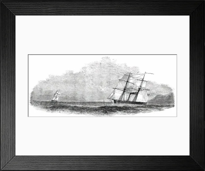Framed Print : H.M. Steamer Rifleman, in Chase of a Brazilian Slaver, 1850. Creator: Unknown. H.M. Steamer Rifleman, in Chase of a Brazilian Slaver, 1850. Creator: Unknown Framed Print : H.M. Steamer Rifleman, in Chase of a Brazilian Slaver, 1850. Creator: Unknown. H.M. Steamer Rifleman, in Chase of a Brazilian Slaver, 1850. Creator: Unknown