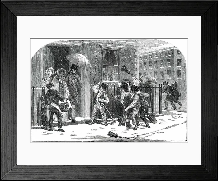 Framed Print : Snow-Sweepers - drawn by Foster, 1850. Creator: Edmund Evans Framed Print : Snow-Sweepers - drawn by Foster, 1850. Creator: Edmund Evans