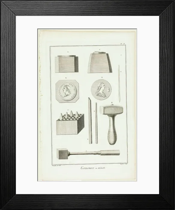 Framed Print : Medal Engraving, from Encyclopédie, 1762 / 77. Creator: A. J. Defehrt Framed Print : Medal Engraving, from Encyclopédie, 1762 / 77. Creator: A. J. Defehrt