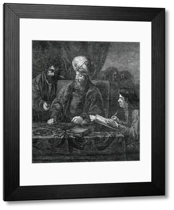 Framed Print : The Owner of the Vineyard Paying his Labourers... 1850. Creator: Unknown Framed Print : The Owner of the Vineyard Paying his Labourers... 1850. Creator: Unknown