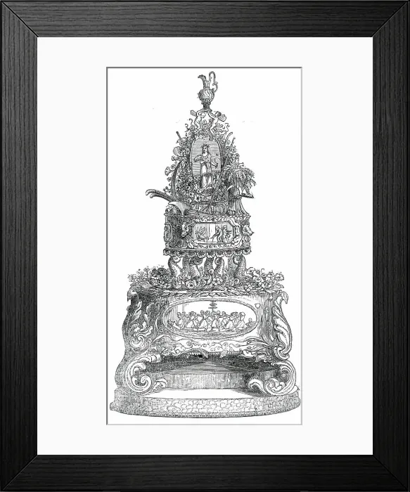 Framed Print : Colossal Prize Bride-Cake Exhibited at the Albany State Fair, 1850. Creator: Unknown Framed Print : Colossal Prize Bride-Cake Exhibited at the Albany State Fair, 1850. Creator: Unknown