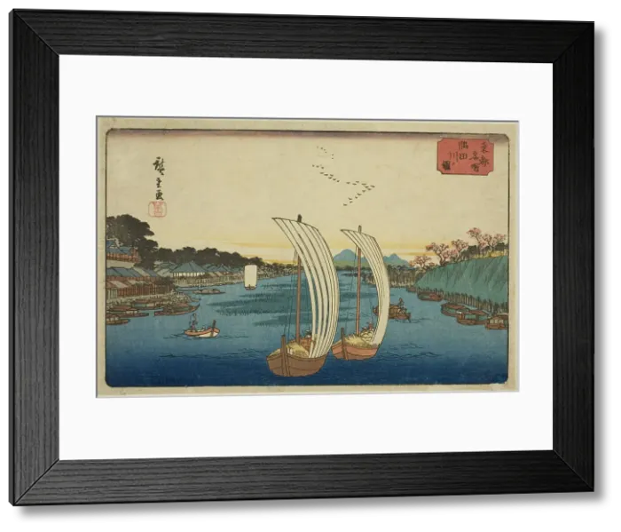 Framed Print : View of the Sumida River (Sumidagawa no zu), from the series Famous Places in the... c. 1840 / 42. Creator: Ando Hiroshige. View of the Sumida River (Sumidagawa no zu), from the series Famous Places in the... c. 1840 / 42 Framed Print : View of the Sumida River (Sumidagawa no zu), from the series Famous Places in the... c. 1840 / 42. Creator: Ando Hiroshige. View of the Sumida River (Sumidagawa no zu), from the series Famous Places in the... c. 1840 / 42