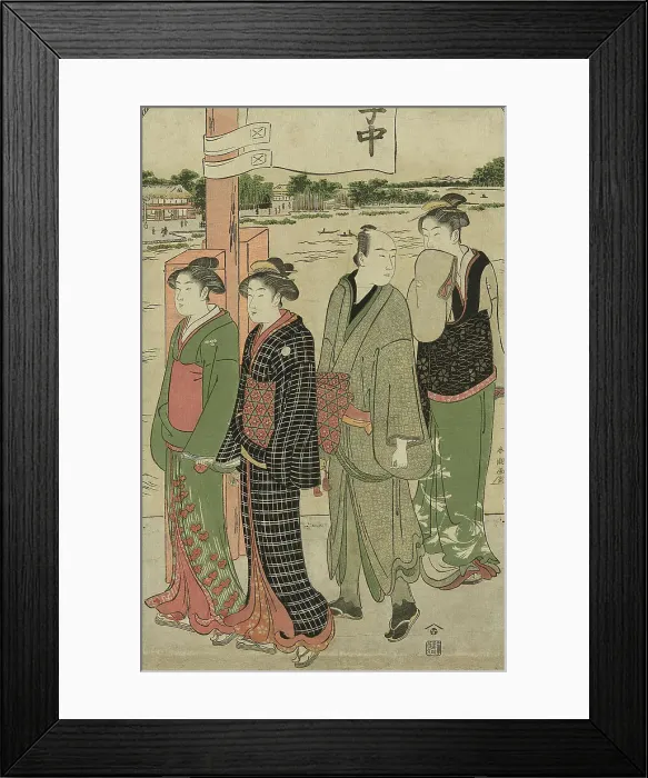 Framed Print : Visit to the Masaki Inari Shrine, 1786. Creator: Katsukawa Shuncho Framed Print : Visit to the Masaki Inari Shrine, 1786. Creator: Katsukawa Shuncho