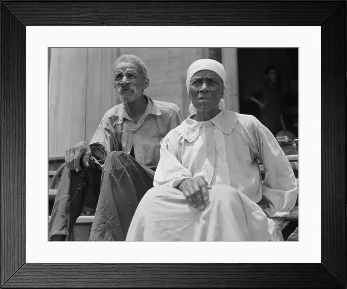 Framed Print : Ex-slave and wife who live in a decaying plantation house, Greene County, Georgia, 1937. Creator: Dorothea Lange Framed Print : Ex-slave and wife who live in a decaying plantation house, Greene County, Georgia, 1937. Creator: Dorothea Lange
