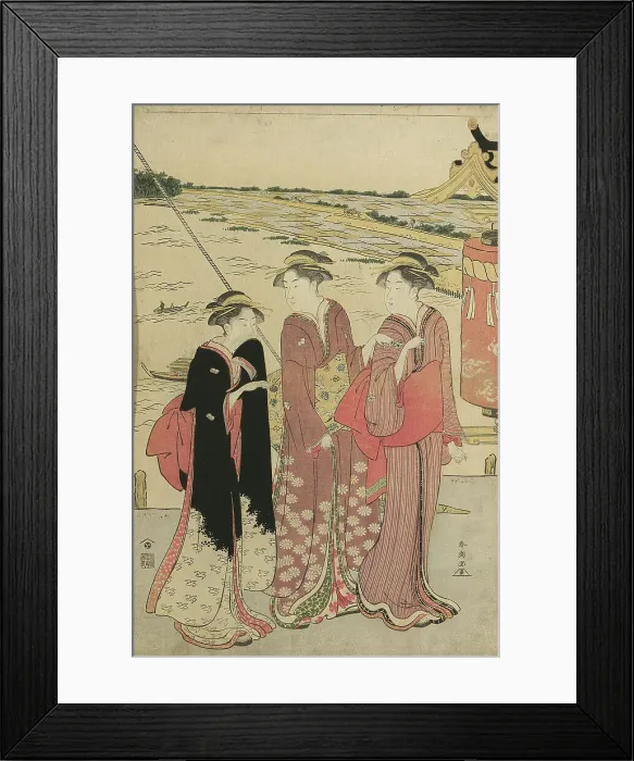 Framed Print : Visit to the Masaki Inari Shrine, 1786. Creator: Katsukawa Shuncho Framed Print : Visit to the Masaki Inari Shrine, 1786. Creator: Katsukawa Shuncho