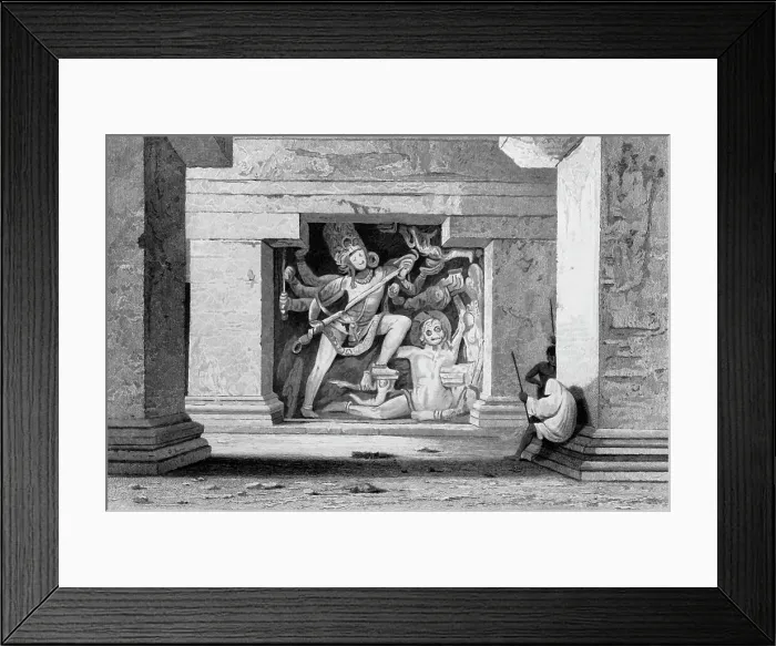 Framed Print : Dus Awtar, Caves of Ellora, 1834. Creator: George Cattermole Framed Print : Dus Awtar, Caves of Ellora, 1834. Creator: George Cattermole