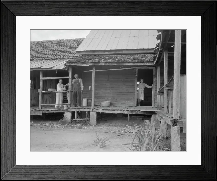 Framed Print : Home of farmer who has raised cotton for fifty years on his own land, Greene County, Georgia, 1937. Creator: Dorothea Lange Framed Print : Home of farmer who has raised cotton for fifty years on his own land, Greene County, Georgia, 1937. Creator: Dorothea Lange