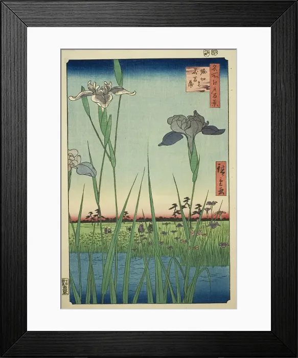Framed Print : Irises at Horikiri (Horikiri no hanashobu), from the series One Hundred Famous Views of... 1857. Creator: Ando Hiroshige. Irises at Horikiri (Horikiri no hanashobu), from the series One Hundred Famous Views of... 1857 Framed Print : Irises at Horikiri (Horikiri no hanashobu), from the series One Hundred Famous Views of... 1857. Creator: Ando Hiroshige. Irises at Horikiri (Horikiri no hanashobu), from the series One Hundred Famous Views of... 1857