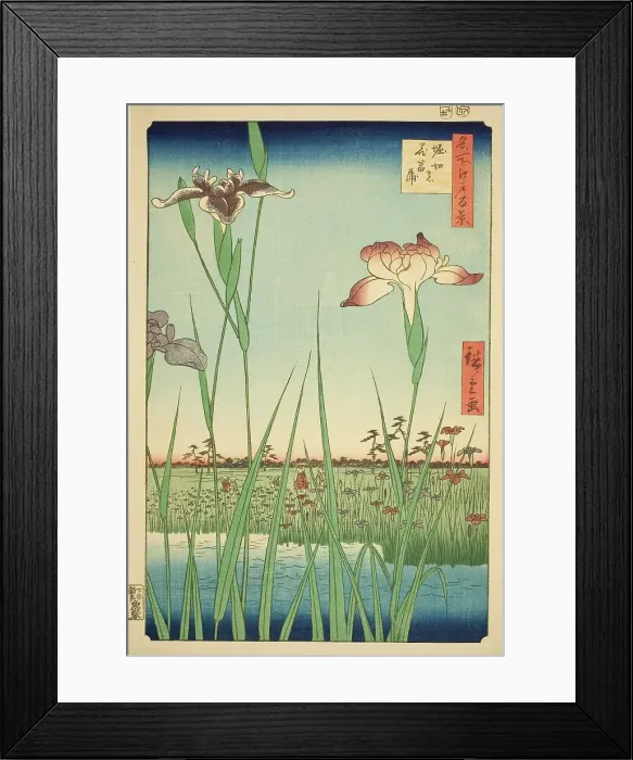 Framed Print : Irises at Horikiri (Horikiri no hanashobu), from the series One Hundred Famous Views of... 1857. Creator: Ando Hiroshige. Irises at Horikiri (Horikiri no hanashobu), from the series One Hundred Famous Views of... 1857 Framed Print : Irises at Horikiri (Horikiri no hanashobu), from the series One Hundred Famous Views of... 1857. Creator: Ando Hiroshige. Irises at Horikiri (Horikiri no hanashobu), from the series One Hundred Famous Views of... 1857