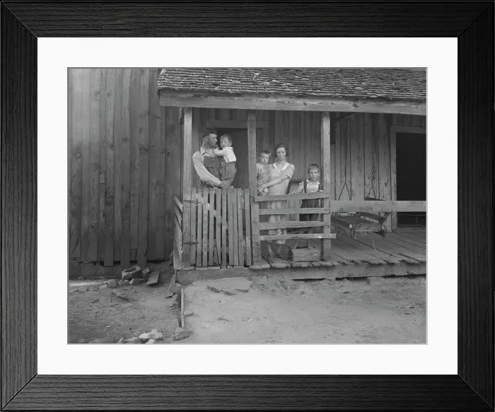 Framed Print : Tenant family with six children who are rural rehabilitation clients, Greene County, Georgia, 1937. Creator: Dorothea Lange Framed Print : Tenant family with six children who are rural rehabilitation clients, Greene County, Georgia, 1937. Creator: Dorothea Lange