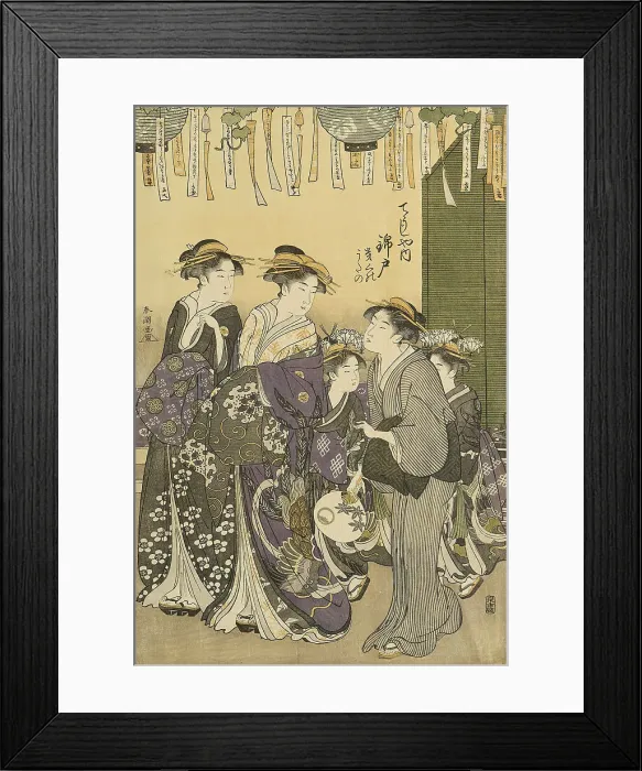 Framed Print : Courtesans and Their Attendants Parading under Lanterns, c. 1780 / 1801. Creator: Katsukawa Shuncho Framed Print : Courtesans and Their Attendants Parading under Lanterns, c. 1780 / 1801. Creator: Katsukawa Shuncho