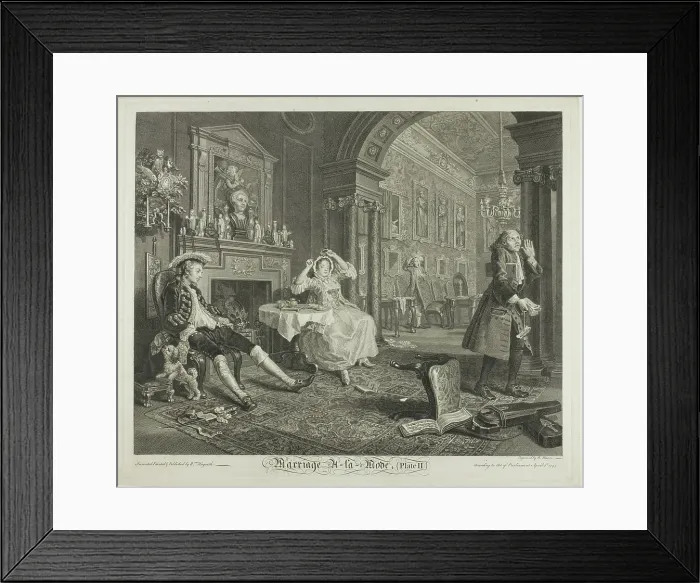 Framed Print : Plate Two, from Marriage a la Mode, 1745. Creator: Bernard Baron