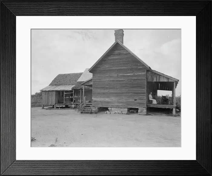 Framed Print : Home of farmer who has raised cotton for fifty years on his own land, Greene County, Georgia, 1937. Creator: Dorothea Lange Framed Print : Home of farmer who has raised cotton for fifty years on his own land, Greene County, Georgia, 1937. Creator: Dorothea Lange