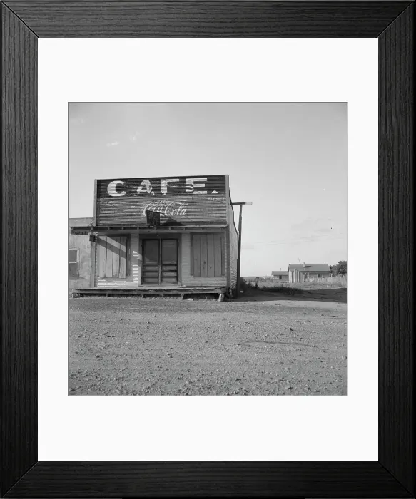 Framed Print : Abandoned cafe in Carey, Texas, 1937. Creator: Dorothea Lange Framed Print : Abandoned cafe in Carey, Texas, 1937. Creator: Dorothea Lange