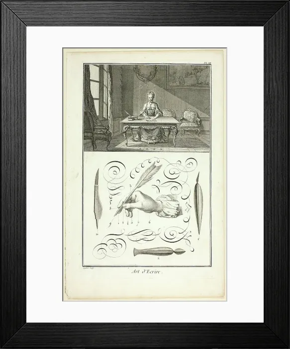 Framed Print : Art of Writing, from Encyclopédie, 1760. Creator: A. J. Defehrt Framed Print : Art of Writing, from Encyclopédie, 1760. Creator: A. J. Defehrt
