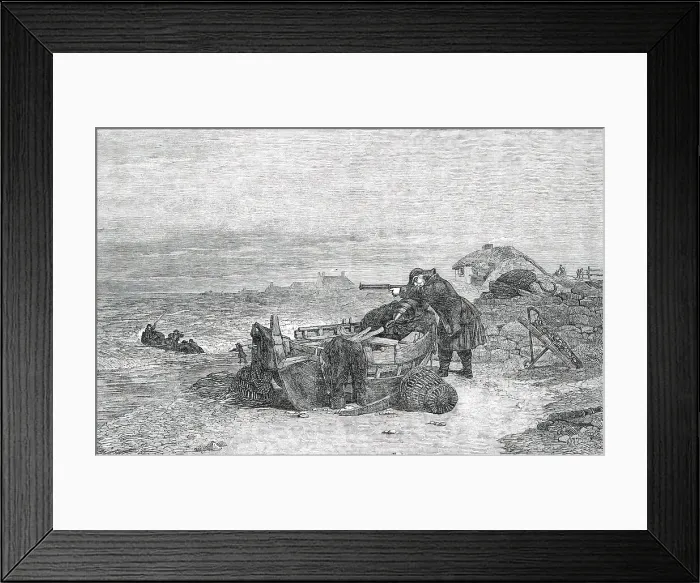 Framed Print : Winter Exhibition of Modern British Art - Pilot Boat Going Out - painted by E. Duncan, 1850. Creator: Unknown Framed Print : Winter Exhibition of Modern British Art - Pilot Boat Going Out - painted by E. Duncan, 1850. Creator: Unknown