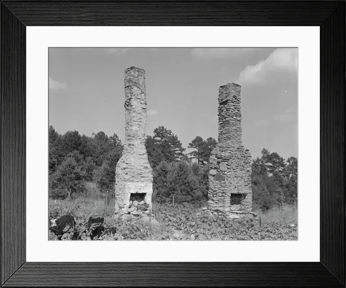 Framed Print : Standing chimneys of an old plantation house, Georgia, 1937. Creator: Dorothea Lange Framed Print : Standing chimneys of an old plantation house, Georgia, 1937. Creator: Dorothea Lange