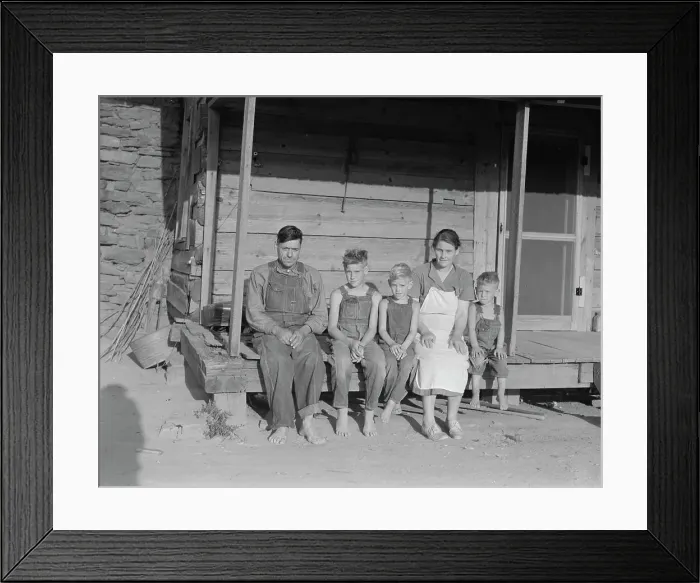 Framed Print : White sharecropper family, formerly mill workers, Hartwell, Georgia, 1937. Creator: Dorothea Lange Framed Print : White sharecropper family, formerly mill workers, Hartwell, Georgia, 1937. Creator: Dorothea Lange
