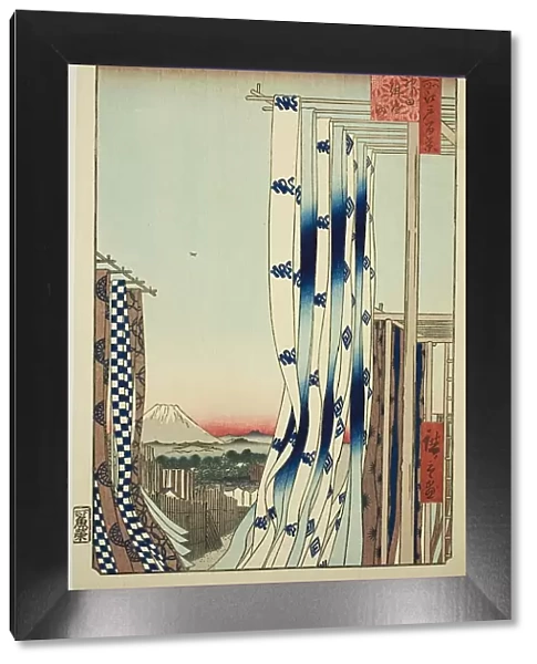 The Dyers Quarter in Kanda (Kanda Kon'ya-cho), from the series 'One Hundred Famous... 1857. Creator: Ando Hiroshige. The Dyers Quarter in Kanda (Kanda Kon'ya-cho), from the series 'One Hundred Famous... 1857. Creator: Ando Hiroshige