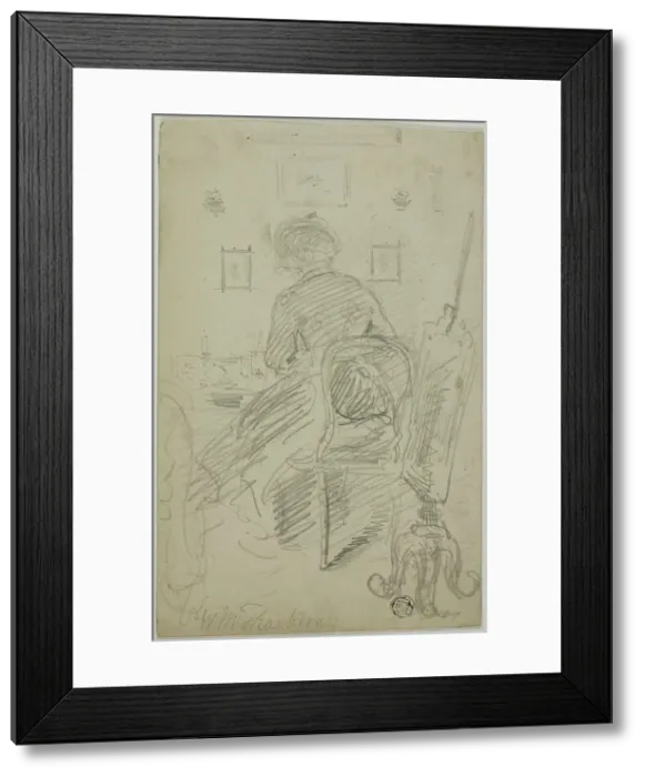 Framed Print : Lady Writing (Back View), n.d. Creator: William Makepeace Thackeray Framed Print : Lady Writing (Back View), n.d. Creator: William Makepeace Thackeray