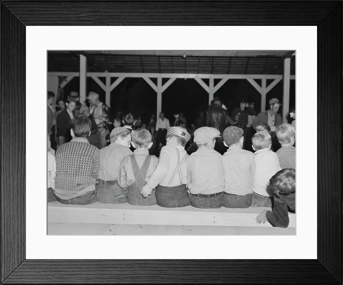 Framed Print : Halloween party at Shafter camp for migrants, California, 1938. Creator: Dorothea Lange Framed Print : Halloween party at Shafter camp for migrants, California, 1938. Creator: Dorothea Lange