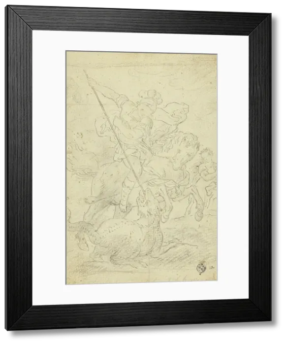 Framed Print : St. George and the Dragon, n.d. Creator: School or imitator of Raffaello Sanzio Framed Print : St. George and the Dragon, n.d. Creator: School or imitator of Raffaello Sanzio