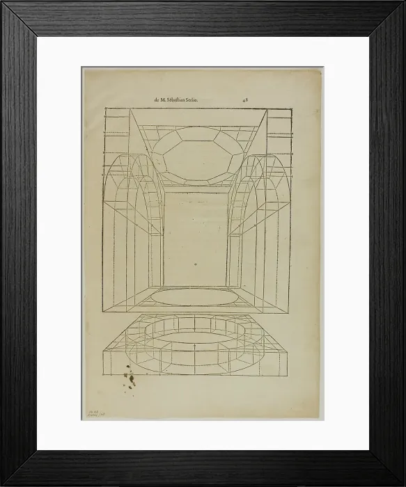 Framed Print : Architectural Drawing from Le livre d Architecture, plate 68 from Woodcuts from Books... 1937. Creator: Sebastiano Serlio