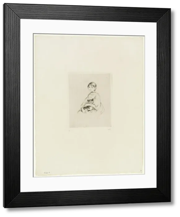 Framed Print : Young Girl with a Cat, 1889. Creator: Berthe Morisot Framed Print : Young Girl with a Cat, 1889. Creator: Berthe Morisot