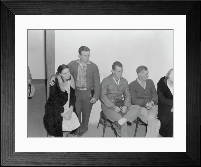 Framed Print : Night meeting in the FSA office, Visalia, Tulare County, California, 1938. Creator: Dorothea Lange Framed Print : Night meeting in the FSA office, Visalia, Tulare County, California, 1938. Creator: Dorothea Lange