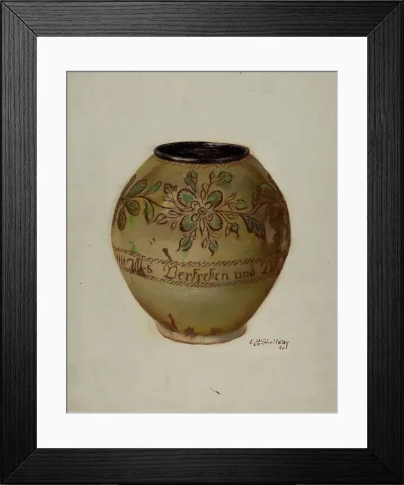 Framed Print : Pa. German Jar, 1936. Creator: Eugene Shellady Framed Print : Pa. German Jar, 1936. Creator: Eugene Shellady