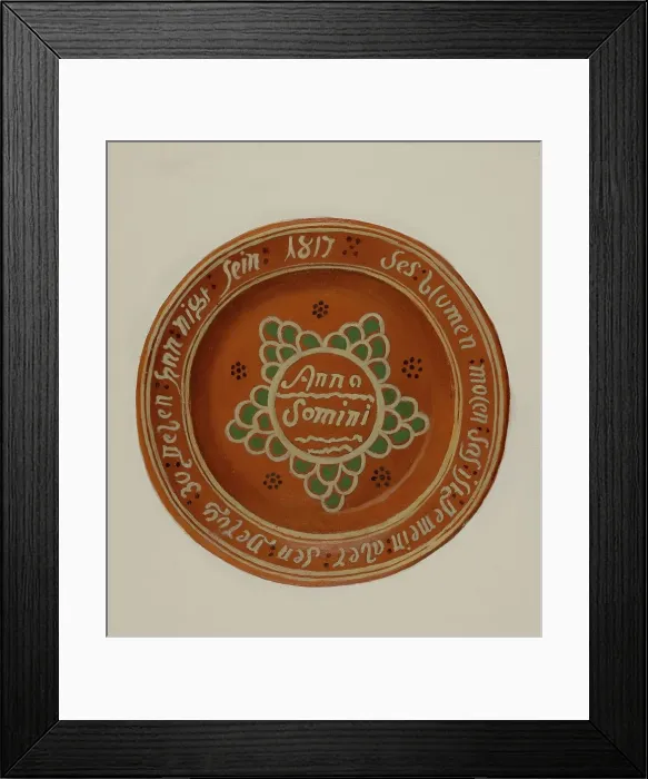 Framed Print : Pa. German Dish, c. 1936. Creator: Eugene Shellady Framed Print : Pa. German Dish, c. 1936. Creator: Eugene Shellady