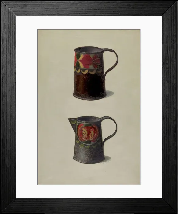 Framed Print : Tin Cup and Pitcher, c. 1937. Creator: Max Soltmann Framed Print : Tin Cup and Pitcher, c. 1937. Creator: Max Soltmann