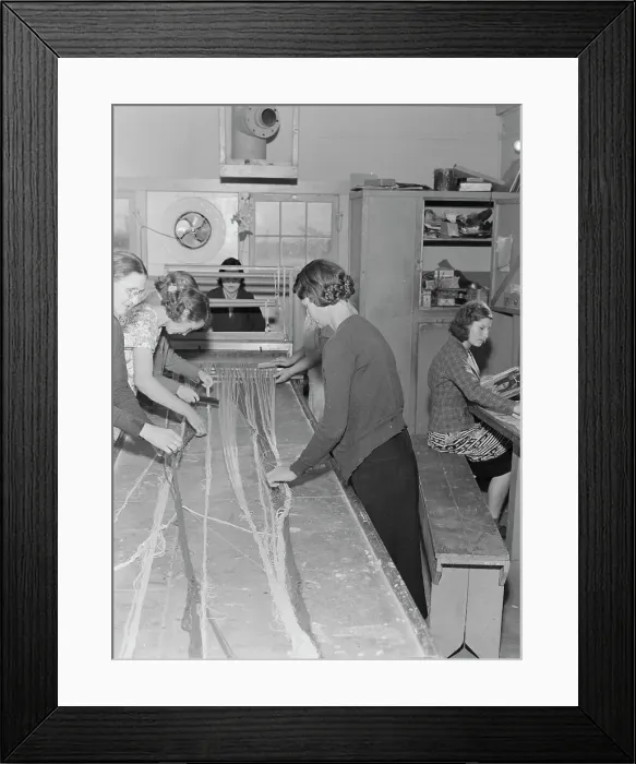 Framed Print : In the sewing room, Shafter camp for migrants (FSA) California, 1938. Creator: Dorothea Lange Framed Print : In the sewing room, Shafter camp for migrants (FSA) California, 1938. Creator: Dorothea Lange