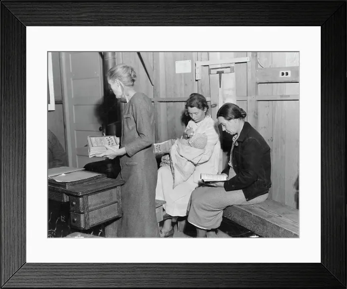 Framed Print : Hymn singing at meeting of Mothers Club in Arvin migrant camp, California, 1938. Creator: Dorothea Lange Framed Print : Hymn singing at meeting of Mothers Club in Arvin migrant camp, California, 1938. Creator: Dorothea Lange
