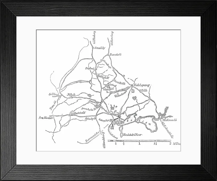 Framed Print : Map - Seat of the Schleswig-Holstein War, 1850. Creator: Unknown